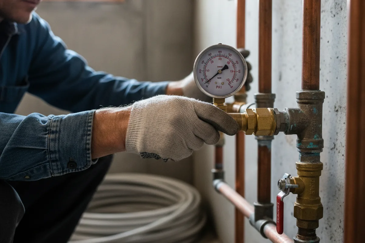 Pressure testing a repaired line during Water Line Repair in Northbrook